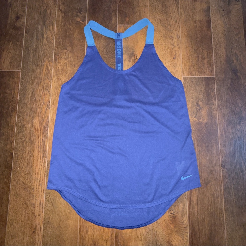 Nike Blue Dri-FIT Tank Top Womens Small Just Do It Racerback T-Back